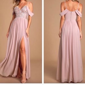 Dancing Darling Lavender Off-Shoulder Maxi dress